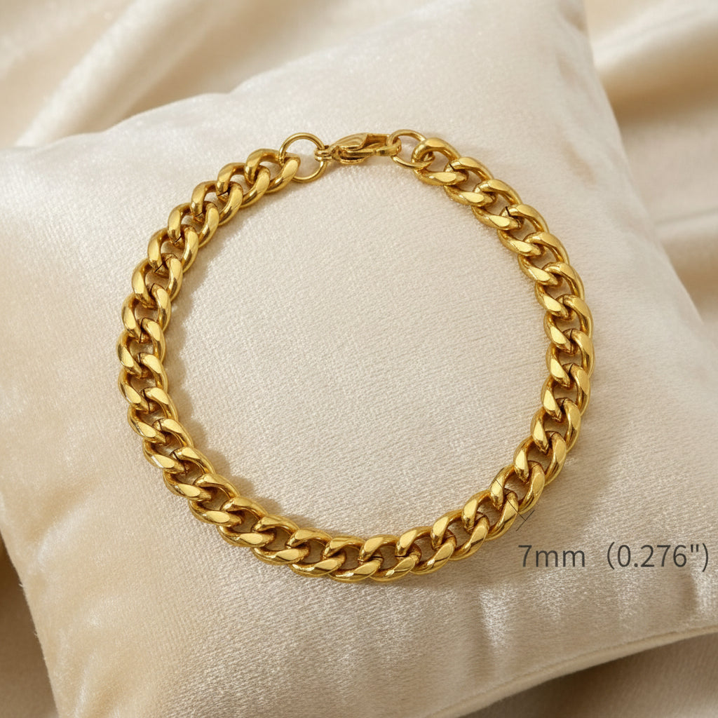 Pulseira Cubana em Aço Inoxidável